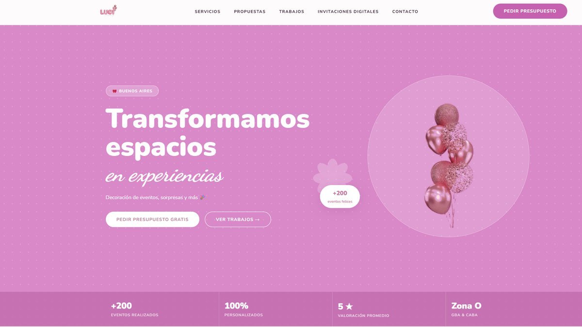 Portada del sitio de Luci Tu Evento